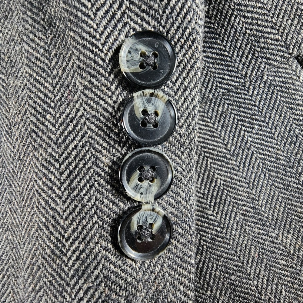 Stafford Signature Mens 46R‎ Blazer Silk Camel Hair Grey Herringbone Sport Coat - Picture 3 of 14
